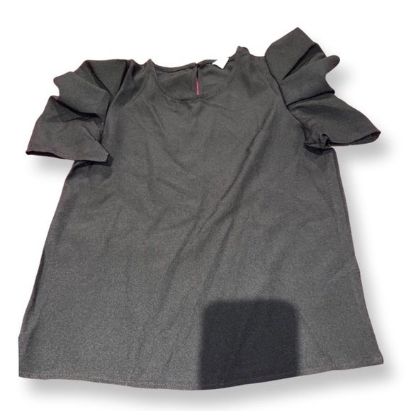 Shein Black T Shirt With Puff Sleeves Girls Size 11-12 - Picture 4 of 8